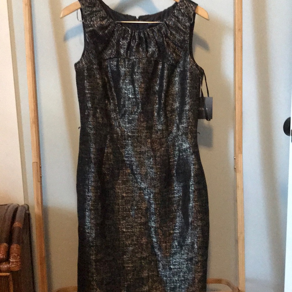 Ellen Tracy Black & Gold Sheath Dress